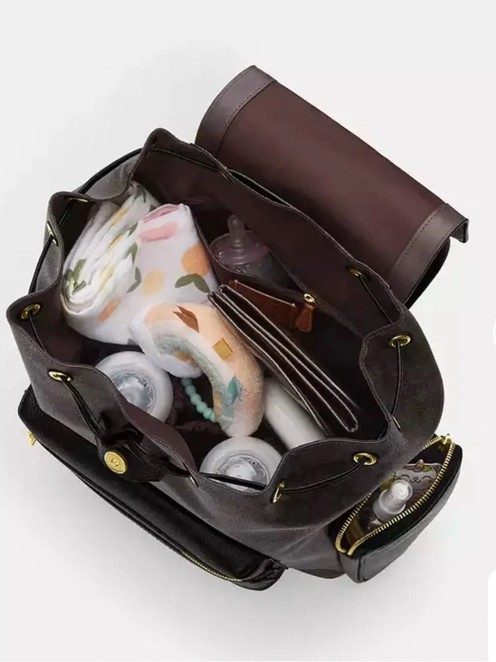 Coach C6808 Baby Diaper Bag Black Nylon Backpack with Gold-Tone Hardware